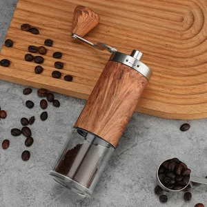 Handmatige Koffieboonmolen Handzwengel Draagbare Houtnerf Koffiemolen Met Keramische Braam Roestvrij Staal Voor Thuis Keuken