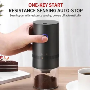 Moulin à Café Électrique Portable Rechargeable USB Broyeur Automatique avec Noyau en Céramique Finesse Réglable pour Bureau Voyage