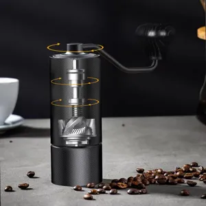 Molinillo de café manual profesional con muela de acero inoxidable CNC y vista en corte