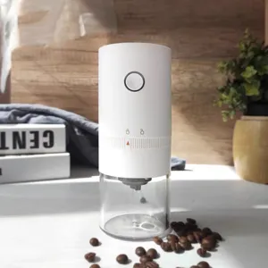 Moulin à café électrique portable avec chargement USB et son récipient transparent
