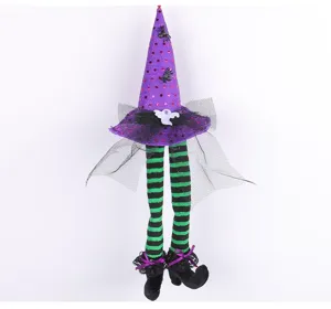 Halloween Hexenhut Aufhängung mit grün gestreiften langen Beinen für die Party Deko