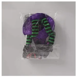 Halloween Hexenhut Dekoration mit gestreiften Beinen in einer Klarsichtverpackung