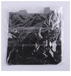 Zwarte non-woven stof tote geschenkzak gedetailleerd overzicht, eenvoudige opbergzak.