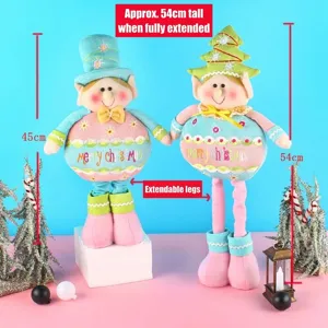 Cute Christmas telescopic elf doll decorations with adjustable legs for window display