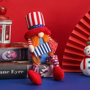 Handmade patriotic USA Independence Day gnome decoration with stars and stripes motif