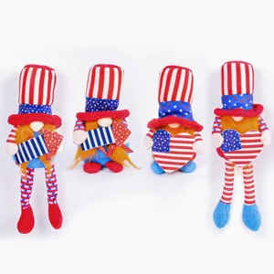 Set of 4 American Independence Day gnomes decorations with stars and stripes patterns