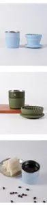 Portable pour-over coffee set with silicone dripper and insulated stainless steel cup