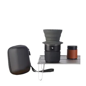 Portable silicone pour-over coffee set with storage case for outdoor camping travel