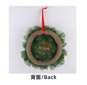 Detailed rear view showing the sturdy construction of the gold Christmas pine wreath