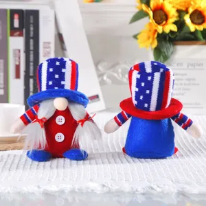 Adornos de gnomos patrióticos del Día de la Independencia con sombreros de estrellas y rayas