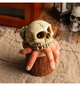 Realistische Halloween-Totenkopf-Muschel-Harzfigur für gruselige Gartendeko und Heim
