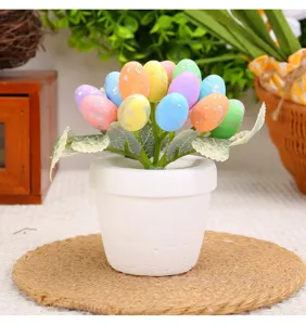 Colorful speckled Easter egg potted plant decoration for home and garden table display