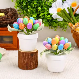 12cm colorful Easter egg artificial potted plant for festive home and garden decor