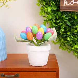 Cheerful 12cm Easter egg potted plant featuring glittery colorful eggs for home decoration