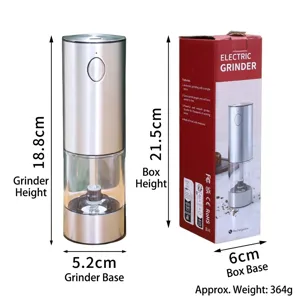 Wiederaufladbare elektrische Pfeffermühle aus Edelstahl mit farbiger Verkaufsverpackung