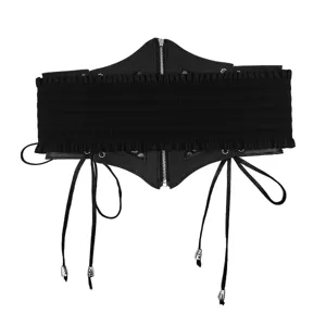 Ceinture corset élastique noire élégante pour femme avec zip et détails de tête de mort