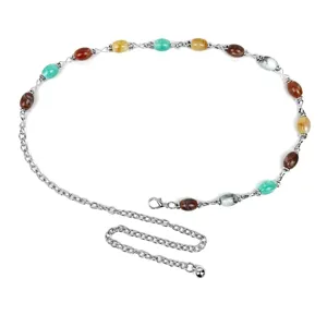 Boheemse kralen ketting metalen riem met kleurrijke stenen voor damesjurken.