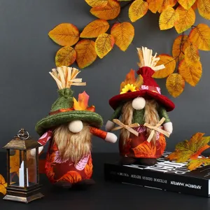 Gnomo Sin Rostro Ornamento Muñeca Festival de la Cosecha Hoja de Membrillo Girasol Peluche Tomte Sueco Decoración de Mesa