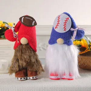 Muñeco de Peluche de Gnomo Sin Cara con Temática Deportiva Poliéster Diseño de Béisbol Rugby Gnomos Hechos a Mano Decoración de Mesa para el Hogar Regalo para Fans del Deporte