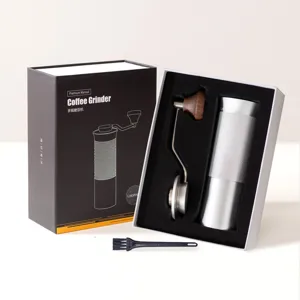 Manual coffee grinder with CNC stainless steel core in premium gift box packaging