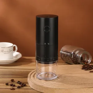 Portable USB rechargeable electric coffee grinder with adjustable ceramic burr settings