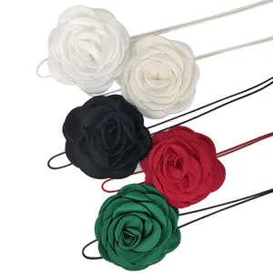 Stylish women's slim waist belt with large fabric flower details in multiple colors