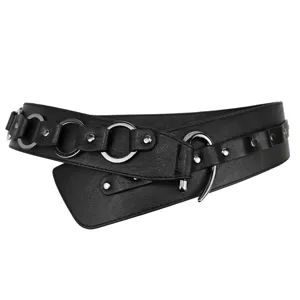 Cinturone in stile western retrò con anelli di metallo e gancio