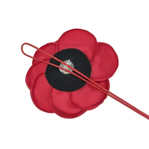 Elegant red fabric flower waist belt with thin braided rope for women's dresses