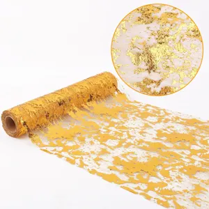 Luxury gold foil mesh roll for elegant party table runner and event decoration material