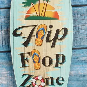 Wooden Surfboard Wall Plaque Beach Summer Tropical Home Decor Hanging Sign Wall Art