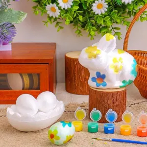 Ostern DIY Handbemalt Schaumstoff Hase Ei Set Kinder Graffiti Puppe Spielzeug Süße Simulation Kaninchen Ornamente