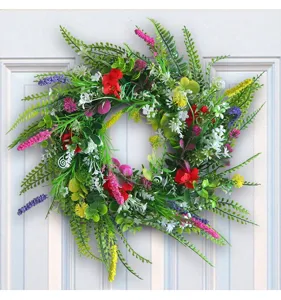Lente kunstmatige wilde bloemen krans muur hangende deur decoratie voor thuis en feest.
