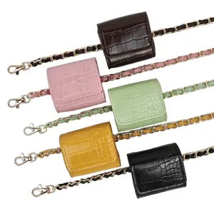 Elegant croc-pattern mini chain belt bags in multiple colors for women's dress decor