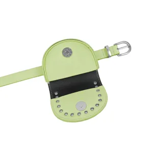Fashionable light green waist bag belt for women with magnetic snap closure