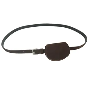 Brown suede belt with mini pouch for women fashion dress accessories