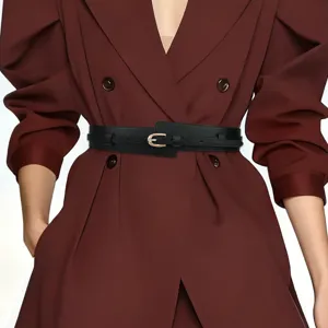 Women Retro Wide Waist Cinch Belt PU Leather Corset Belt For Coat Suit Jacket Decorative Waistband Niche Design Ladies Accessory