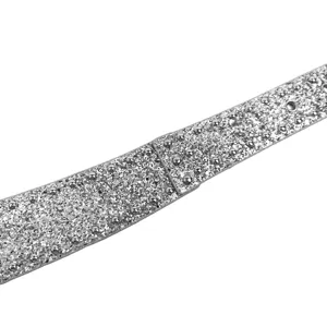 Stylish silver glitter Y2K waist belt with stud details for fashion-forward women