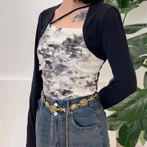 Fashionable bohemian gold metal waist chain belt for women with ethnic style accents