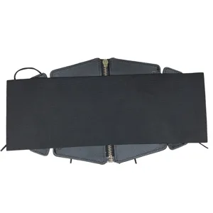 Retro wide black punk style elastic corset belt with zipper detail for women dresses