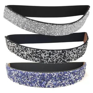 Women Fashion Rhinestone Elastic Waist Belt Sparkling Crystal Inlaid Cincher Waist Seal For Dresses Bridal Wedding Accessories