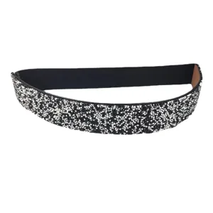 Elegant sparkling rhinestone elastic waist belt for women fashion dress