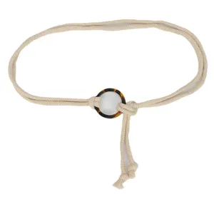 Cinturón bohemio de cuerda de algodón trenzada con hebilla de anillo de carey decorativa
