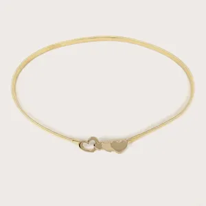 Elegant gold metal spring belt for women with interlocking heart buckle design