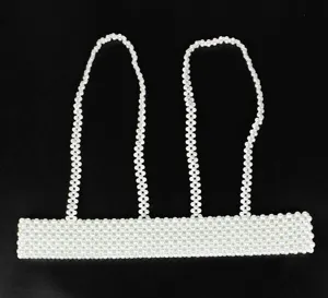 Elegant white pearl decorative harness belt and shoulder strap for women's fashion outfits