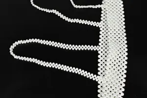 Elegant white pearl body chain and decorative strap for women's fashion accessories