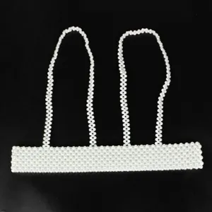 Elegant white pearl beaded camisole vest top and decorative shoulder straps for women
