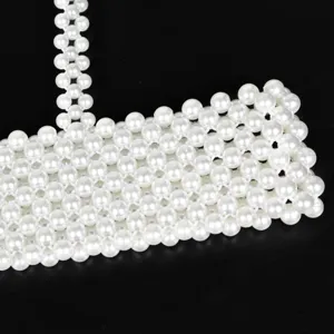 Elegant white pearl belt decorative strap accessory for stylish dresses and formal suits