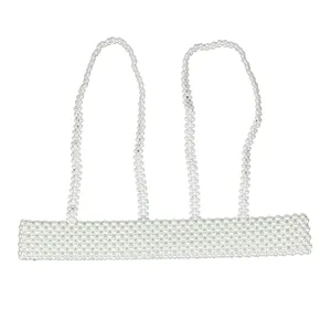 Elegant white pearl body chain vest strap for fashion styling and unique accessories