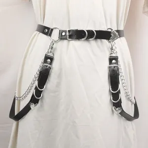 Cintura con Fibbia a Cuore in Pelle PU Punk Gothic Harajuku con Decorazione a Catena in Metallo Imbracatura per il Corpo Lolita JK Catena in Vita per Donna