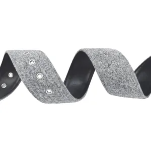 Fashionable grey wool belt with metal eyelets for women's winter coats and sweaters